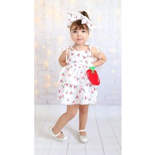 Çocuk Giyim Merkezi Kız Çocuk Kirazlı  Çantalı Elbise