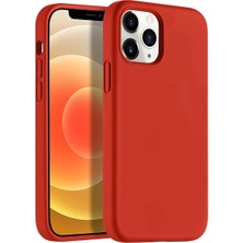 Kzy Apple iPhone 12 Pro Kapak İçi Kadife Soft Silikon Lansman Kılıf Kırmızı
