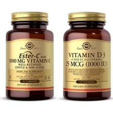 Solgar Ester-C Plus 1000 Mg 30 Tablet  +  Solgar Vitamin D3 Kolekalsiferol 1000 Iu Softgels Engelsiz Paketleme 100 Sayı