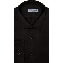 Süvari Slim Fit Armür Desenli Siyah Erkek Gömlek