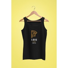 Raf Coll Kadın Siyah Askılı T-Shirt Dijital Baskılı