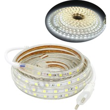 Burul 1 Metre 220 Volt Esnek Hortum Şerit LED Işık Aydınlatma Tak Çalıştır Beyaz Işık