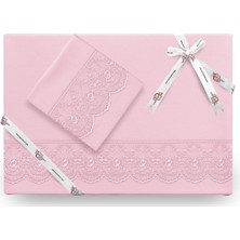 Çeyiz Diyarı Fransız Dantelli Kure Tek Kişilik Nevresim Takımı 4 Parça Pudra