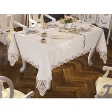 Çeyiz Diyarı Aslı Masa Örtüsü 26 Parça Krem