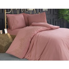 Çeyiz Diyarı Fransız Güpürlü Deren Çift Kişilik Nevresim Takımı Pudra