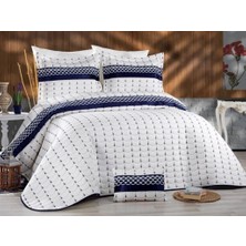 Çeyiz Diyarı Colors Micro Çift Kişilik Yatak Örtüsü Krem Mavi