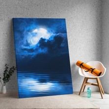 Deko Gonya Mavi Gökyüzü Temalı Dolunay Kanvas Tablo
