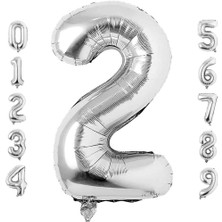 Patladı Gitti 2 Iki Rakam Gümüş Folyo Balon 34" Inc 76 cm