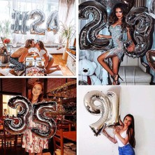 Patladı Gitti 2 Iki Rakam Gümüş Folyo Balon 34" Inc 76 cm