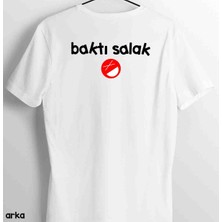 Hediye Panayırı Beni Beğendiysen Arkaya Bak Yazılı Çift Yön Baskılı Beyaz Tişört