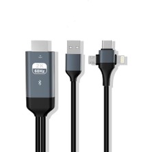 Techstorm TSCH318 Bluetooth Ses Destekli 3in1 Type-C/lightning/micro USB To HDMI Kablo 2m