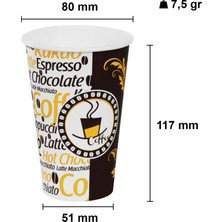 Aygün Cup 12 Oz Siyah Kapaklı Karton Bardak 300 ml - 100'lü (Latte Bardağı)