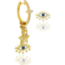 Söğütlü Silver Gümüş Altın Yaldızlı Zirkon Taşlı Lareyn Şans Küpesi