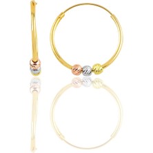 Söğütlü Silver Gümüş Altın Yaldızlı 18 mm Renkli Doricalı Halka Küpe