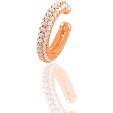 Söğütlü Silver Gümüş Rose Zirkon Taşlı Kıkırdak Küpe