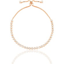 Söğütlü Silver Gümüş Rose Zirkon Taşlı Asansörlü Su Yolu Bileklik