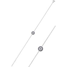 Söğütlü Silver Gümüş Rodyumlu Nazarlı Bileklik