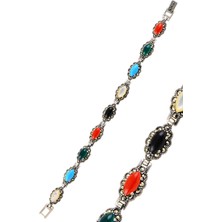 Söğütlü Silver Gümüş Renkli Taşlı Markazit Bileklik.