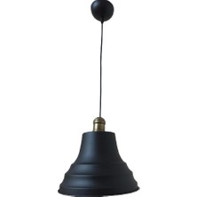 Rys Tasarım Rys Retro Metal Eskitme Duylu Siyah Içi Siyah Tekli Sarkıt Avize Çap.27 cm