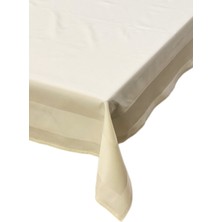 Rey Home % 100 Pamuk Kare Masa Örtüsü 160 x 160 cm Krem Bordürlü
