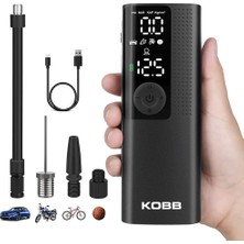 Kobb KB410 Şarjlı Li-Ion 120 Psı Taşınabilir Dijital Basınç Göstergeli LED Aydınlatmalı Akıllı Lastik Şişirme Pompası