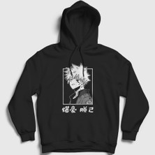 Presmono Unisex Siyah Bakugo Anime Boku No Hero Academia Kapüşonlu Sweatshirt