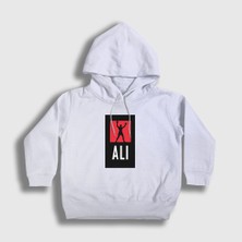 Presmono Unisex Çocuk Beyaz Victory Muhammed Ali Kapüşonlu Sweatshirt