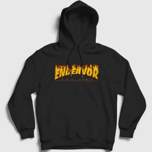 Presmono Unisex Siyah Endeavor Anime Boku No Hero Academia Kapüşonlu Sweatshirt