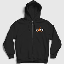 Presmono Unisex Siyah Air Goku Anime Dragon Ball Fermuarlı Kapüşonlu Sweatshirt