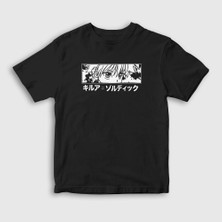 Presmono Unisex Çocuk Siyah Killua Eyes V2 Anime Hunter x Hunter T-Shirt