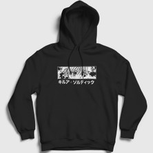 Presmono Unisex Siyah Killua Eyes V2 Anime Hunter x Hunter Kapüşonlu Sweatshirt