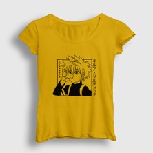 Presmono Kadın Sarı Killua Anime Hunter x Hunter T-Shirt