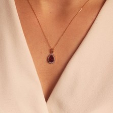 Adil Idil Kuyumculuk Eskitme Model Mercan Taş Görünümlü Kolye