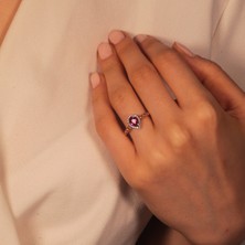 Adil Idil Kuyumculuk Eskitme Model Mercan Taş Görünümlü Yüzük