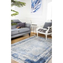 Usso Modern Gri ve Buz Mavisi Renk Yıkanabilir Halı HLN1228