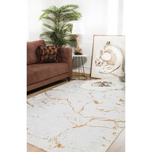Usso Modern Mermer Desen Gold Renk Yıkanabilir Halı HLN936
