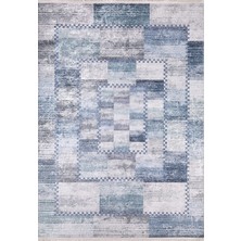 Usso Patchwork Soft Mavi Yıkanabilir Halı HLN031