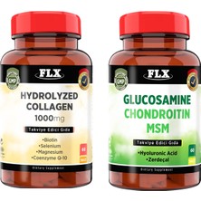 FLX Magnezyum Magnesium Elementleri Complex 400 Mg 60 Tablet & Glukosamine Chondroitin Msm Vitamin D Collagen 60 Tablet