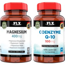 FLX Koenzim Alfa Lipoik Asit Lkarnitin Coenzyme Q10 60 Tablet &  Magnezyum Magnesium Elementleri Complex 400 Mg 60 Tablet