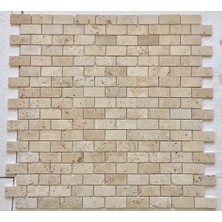 Dm 06-01-02 Pietramosaic 5X10 Klasik Traverten Tuğla Desen Eskitme Mozaik Doğaltaş  Duvar Kaplama