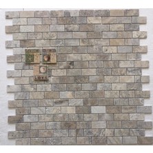 Dm 06-017L Pietramosaic 5X10 Latte Traverten Tuğla Desen Eskitme Mozaik Doğaltaş  Duvar Kaplama