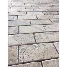 Dm 06-017L Pietramosaic 5X10 Latte Traverten Tuğla Desen Eskitme Mozaik Doğaltaş  Duvar Kaplama