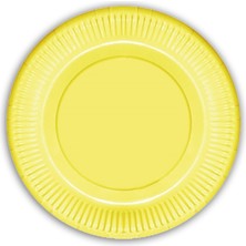 Süsle Bebek ve Parti Makaron Karton Tabak, 23 cm x 8 Adet - Sarı