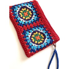 Pafuli El Örgüsü Kroşe Kırmızı Clutch Çanta