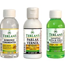 Terlans Yağlı Boya Yardımcı Malzemeler Terebentin - Vernik - Boya Temizleyici 3 x 100 ml