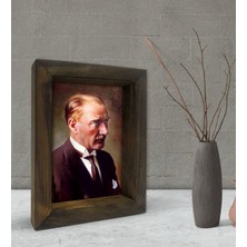 Bk Gift Atatürk Tasarımlı Dekoratif Doğal Masif Ahşap Çerçeve -4