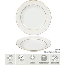 Güral Porselen Soprano 6 Adet 19 cm Çukur Tabak - Gold