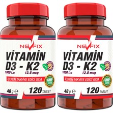 Nevfix Vitamin D3-Vitamin K2  ( 2 Kutu 120 Tablet )