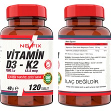 Nevfix Calcium Magnesium Çinko D K Kalsiyum Vitamin & Nevfix Vitamin D3-K2 120 Tablet