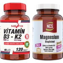 Nevfix Ncs Zma Magnesium Bisglisinat Vitamin B6 Folik Asit 180 Tablet & Nevfix Vitamin D3-K2 120 Tablet